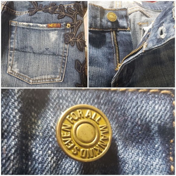 7FAM Sz 28 Floral & Rhinestone Embellished Jeans - Picture 16 of 16